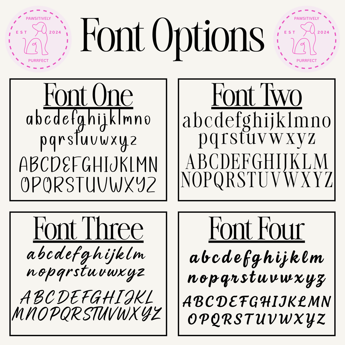 Font options for teddy baubles