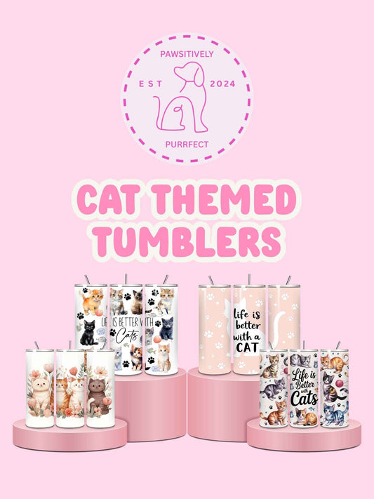 Cat lover 20oz thermal tumbler with themed design