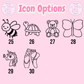 Lots of icon options for custom children's drawstring bag