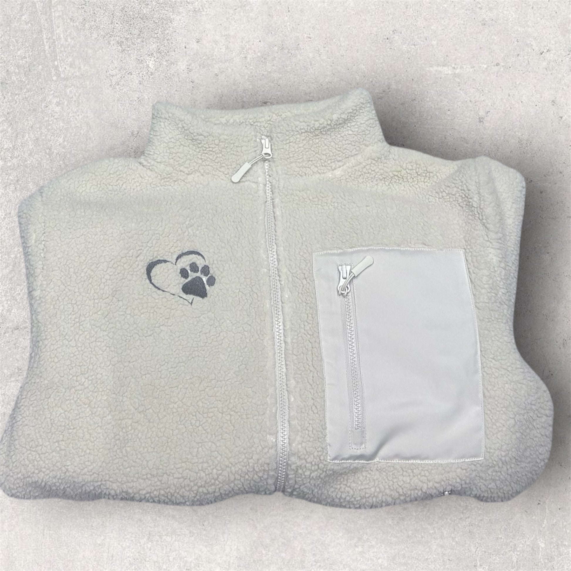 Embroidered borg fleece jacket for dog lovers