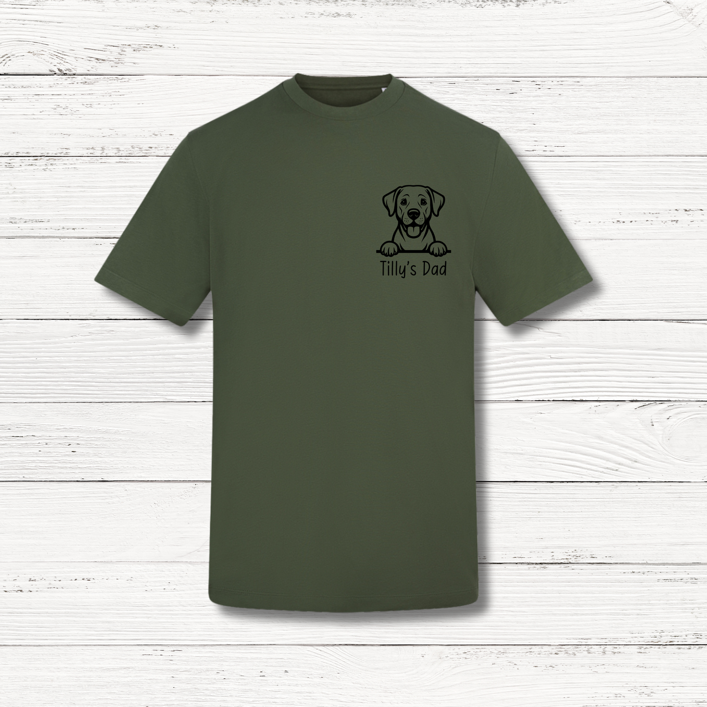 Green personalised peeking dog T-shirt
