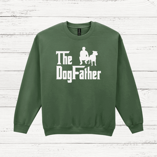 Green sweatshirt with The Dog Father design