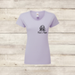 Lavender women's T-shirt with personalised peeking dog design