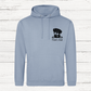 Light blue personalised peeking dog hoodie with custom dog design