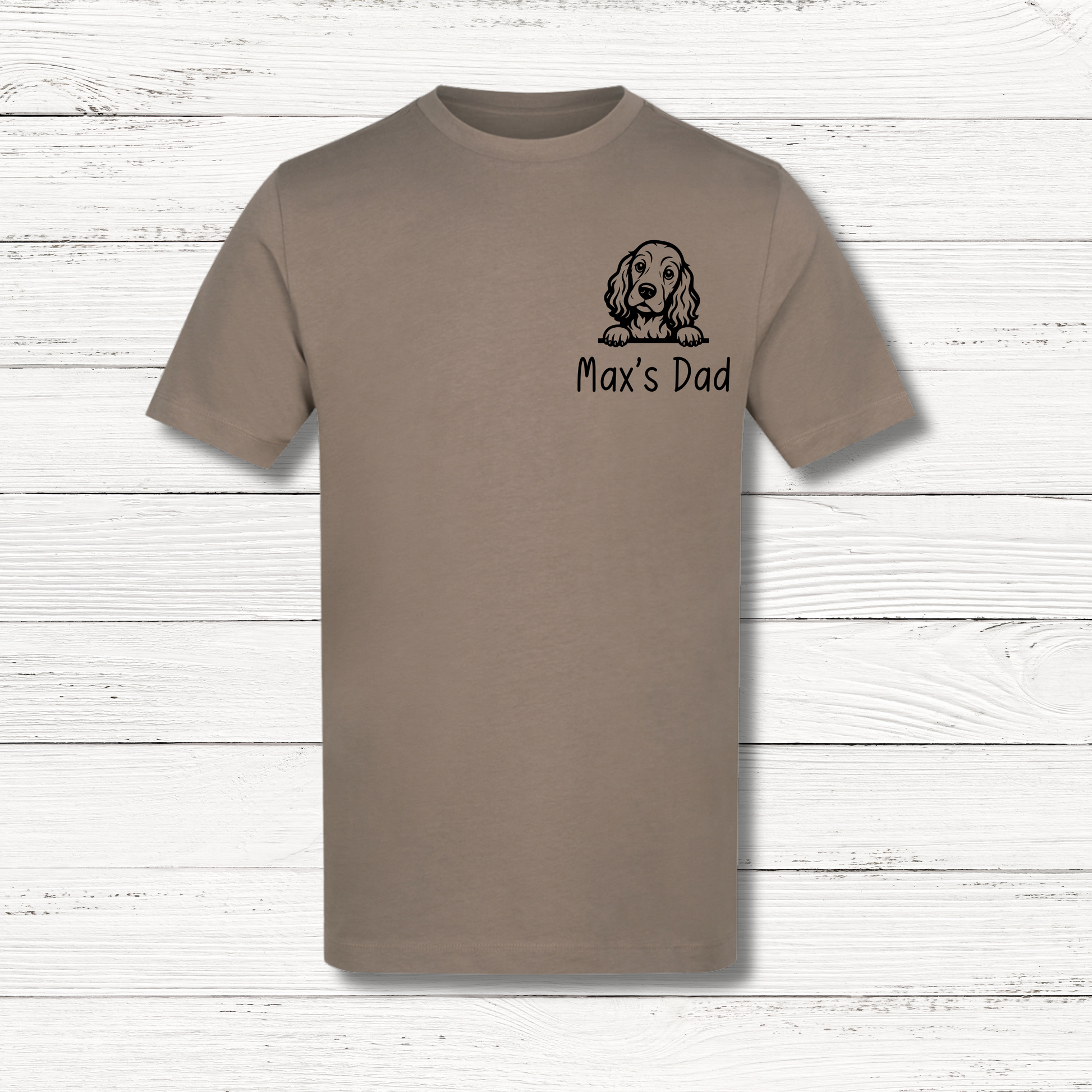 Personalised T-shirt with Max's Dad dog outline design