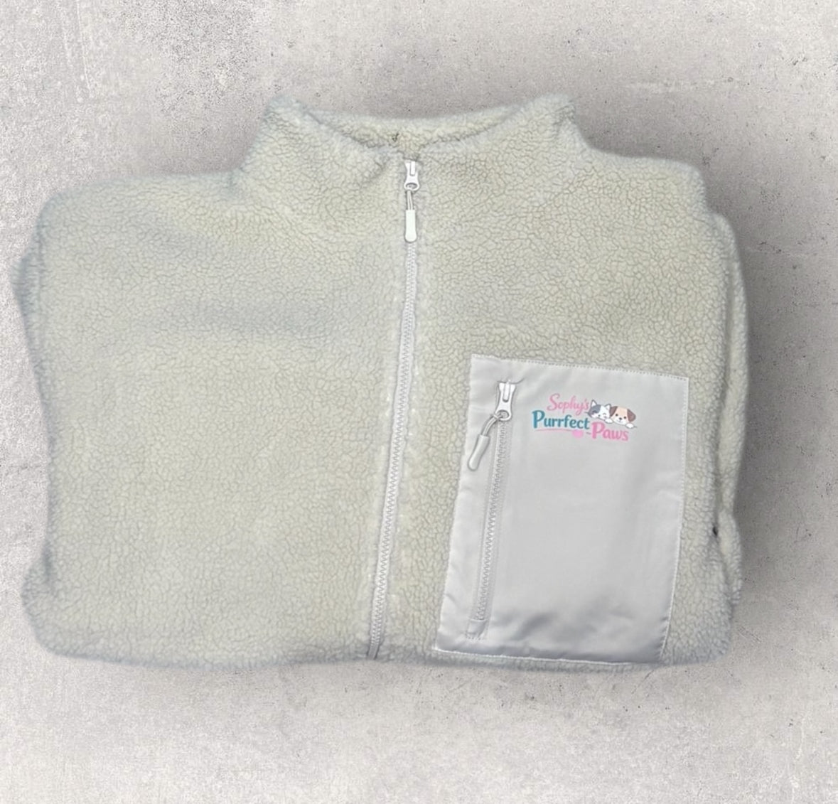 Natural branded borg fleece workwear jacket