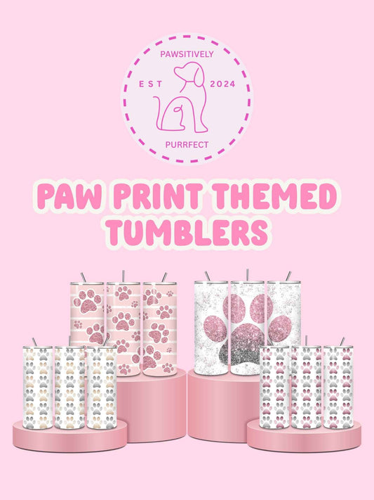 Paw print themed 20oz thermal stainless steel tumbler