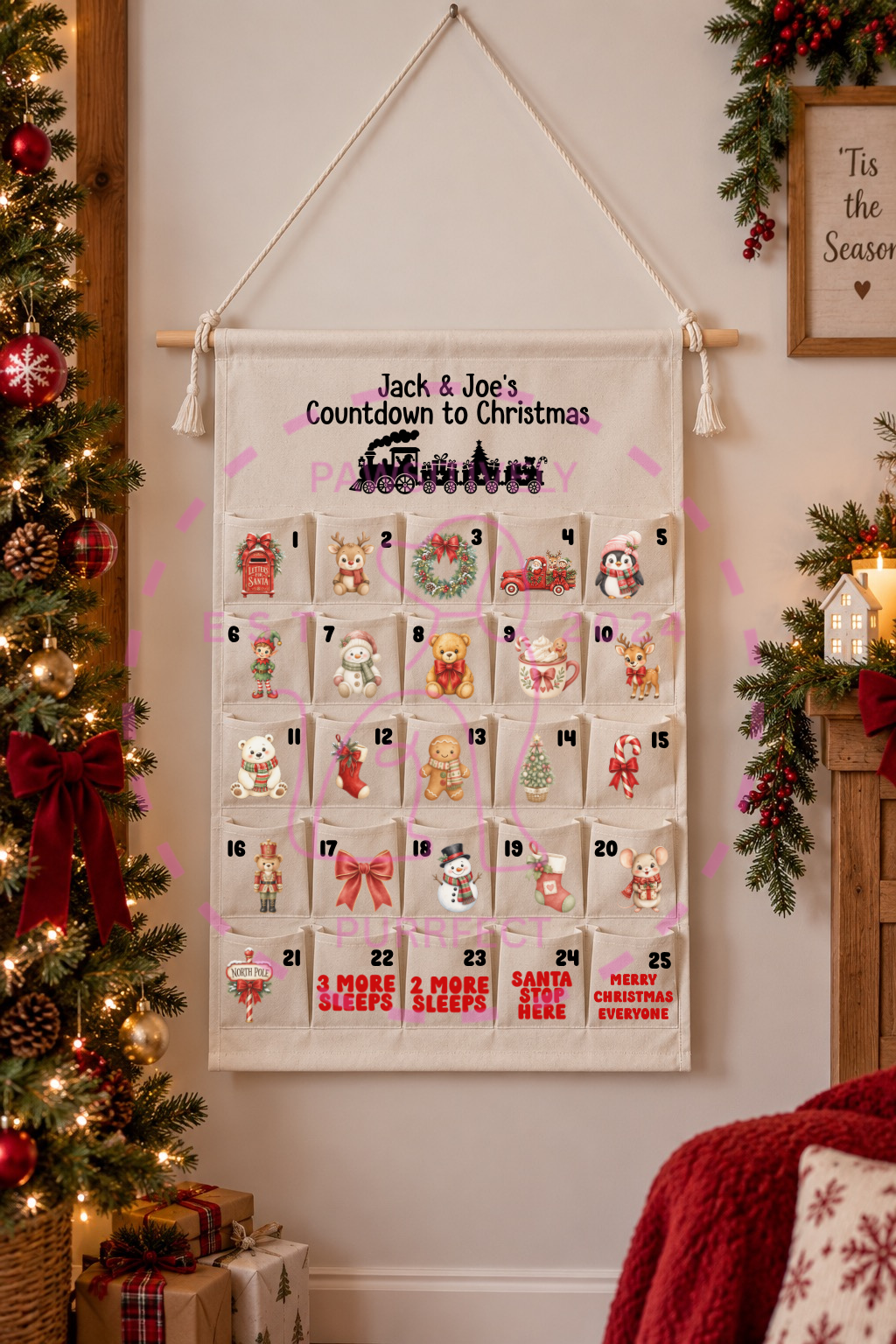 Personalised 25-day advent calendar for Christmas countdown surprises