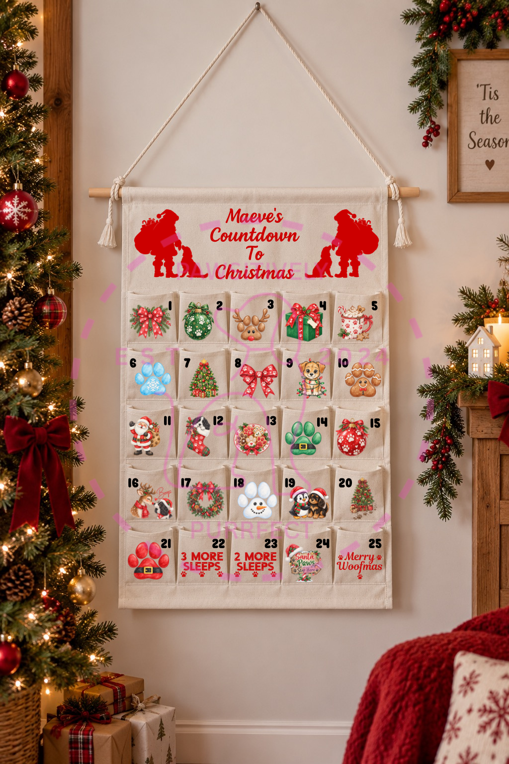 Personalised advent calendar Christmas gift for kids and pet lovers