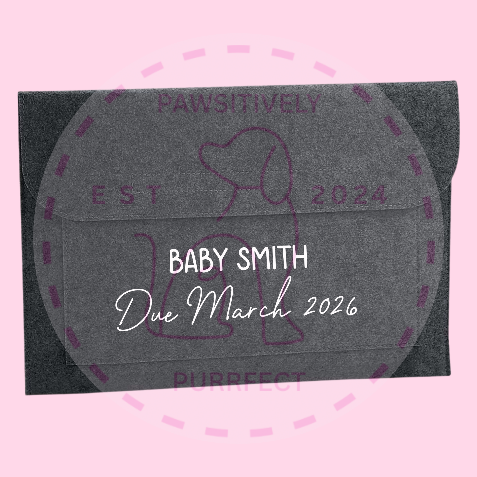 Personalised baby and child document wallet with custom name