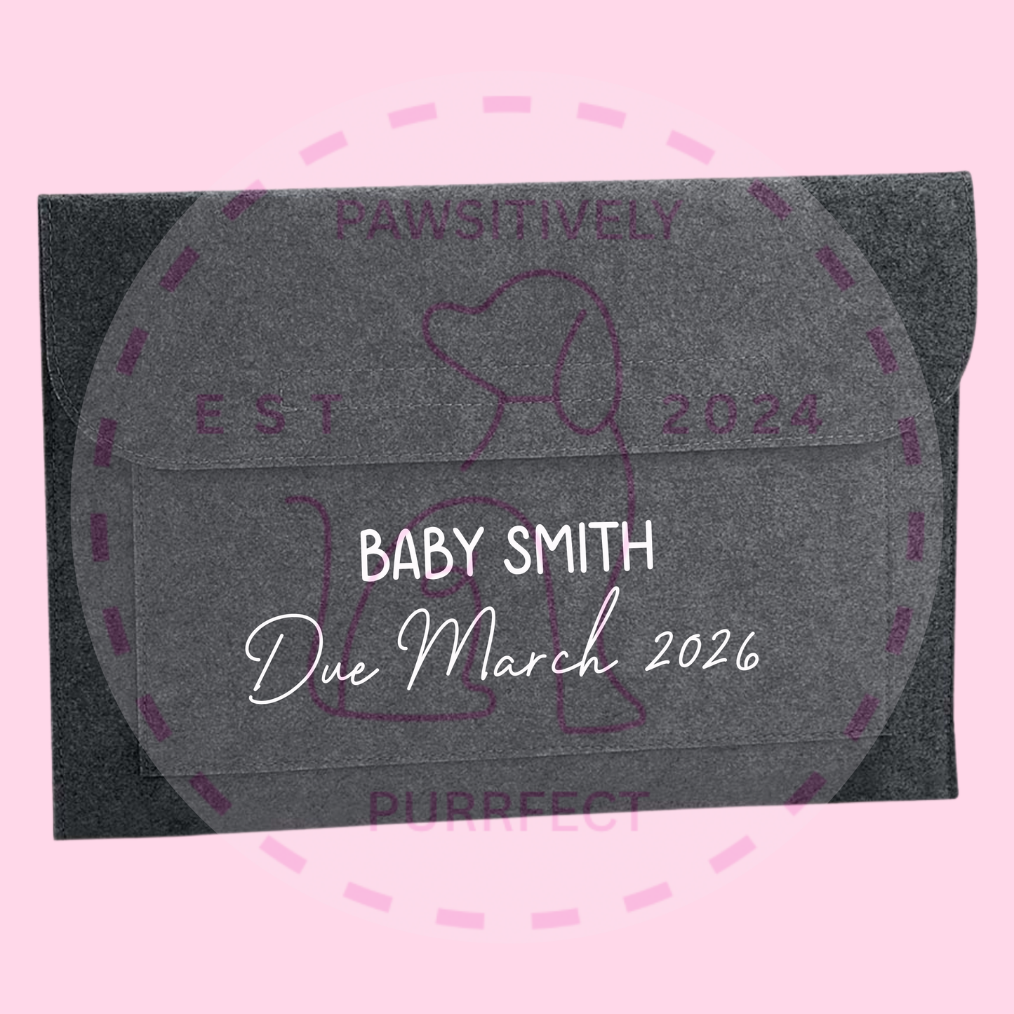 Personalised baby and child document wallet with custom name