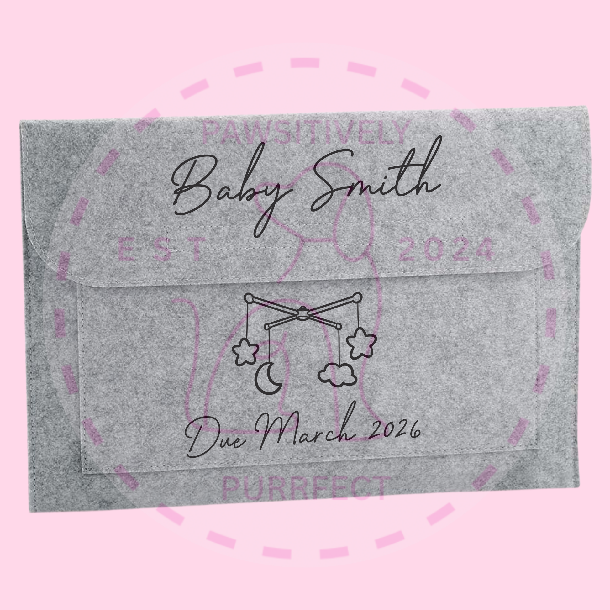 Personalised baby document wallet for organising important paperwork