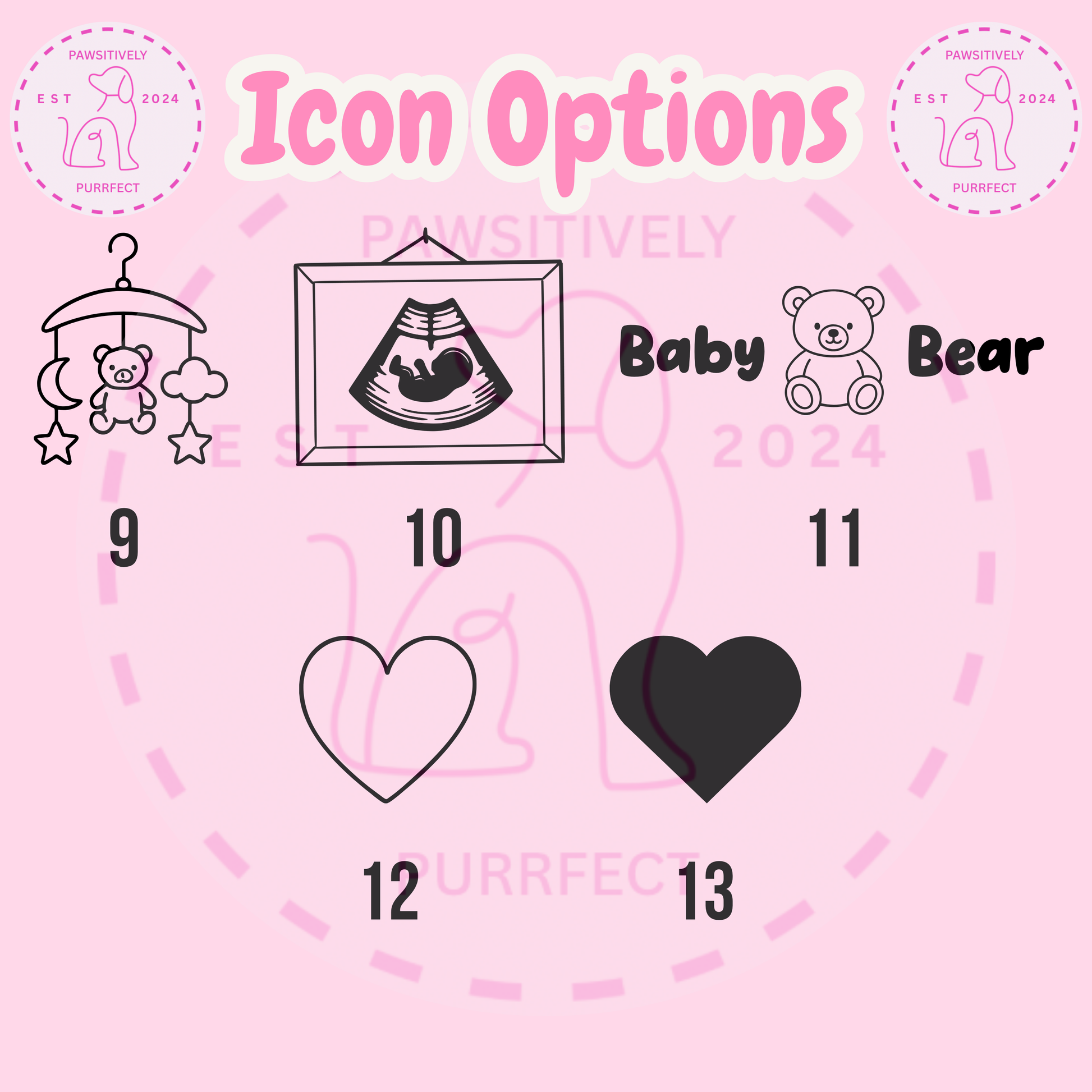 More icon options for personalised baby document wallet