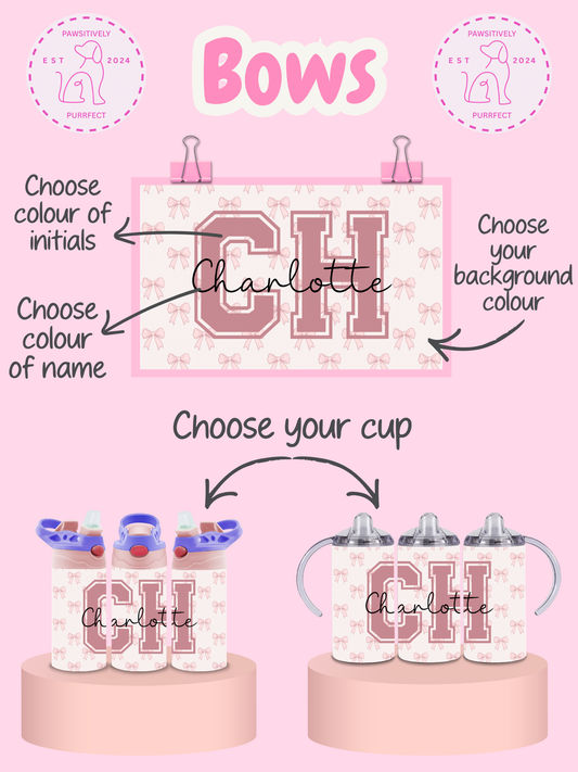 Personalised bows tumbler for children with cute bow design