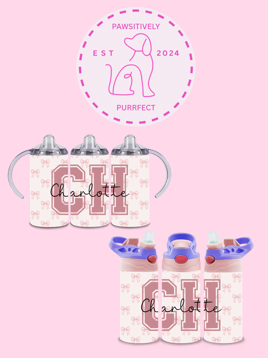 Personalised 12oz bows tumbler for kids with name