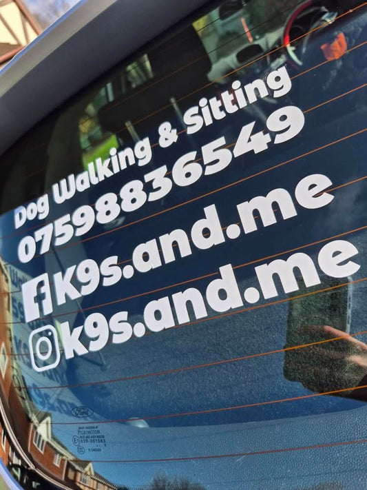 Our personalised business car window vinyl decal