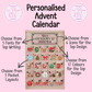 Personalised Christmas advent calendar with 25 numbered pockets