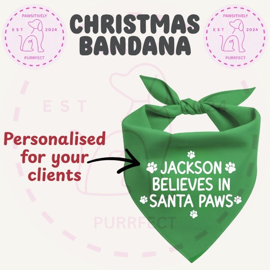 Festive personalised pet bandana for Christmas dogs