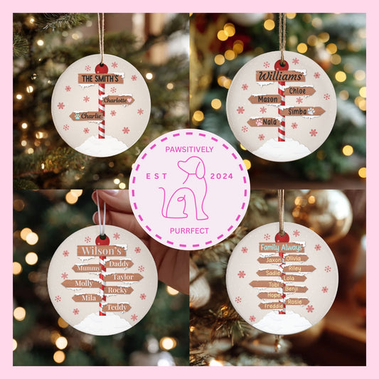 Our personalised Christmas pet family tree bauble
