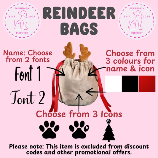 Personalised Christmas reindeer drawstring bag for business gifting