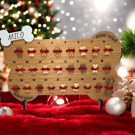 Personalised dog advent calendar filled with dog treats for Christma