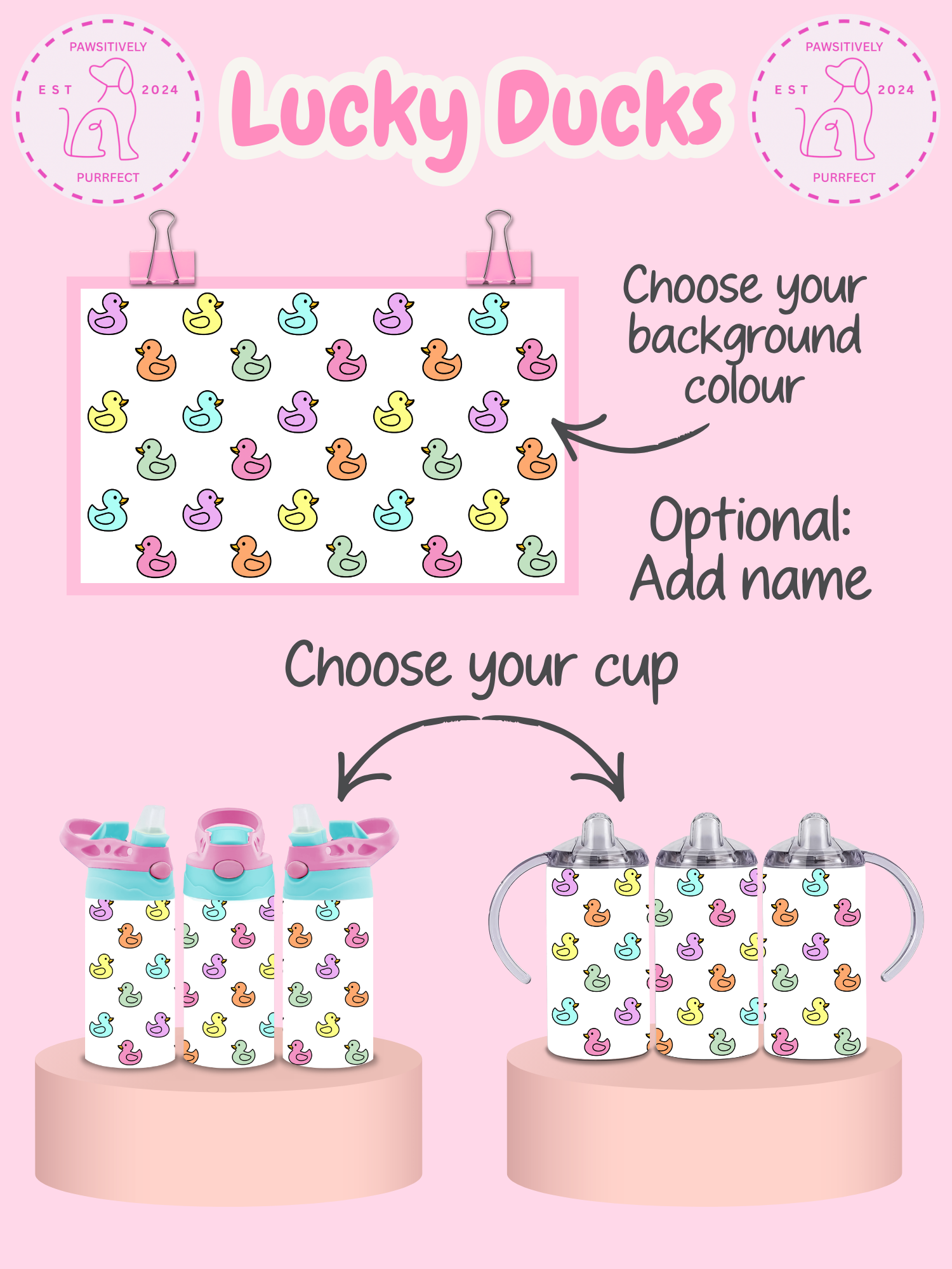 Personalised duck themed kids tumble
