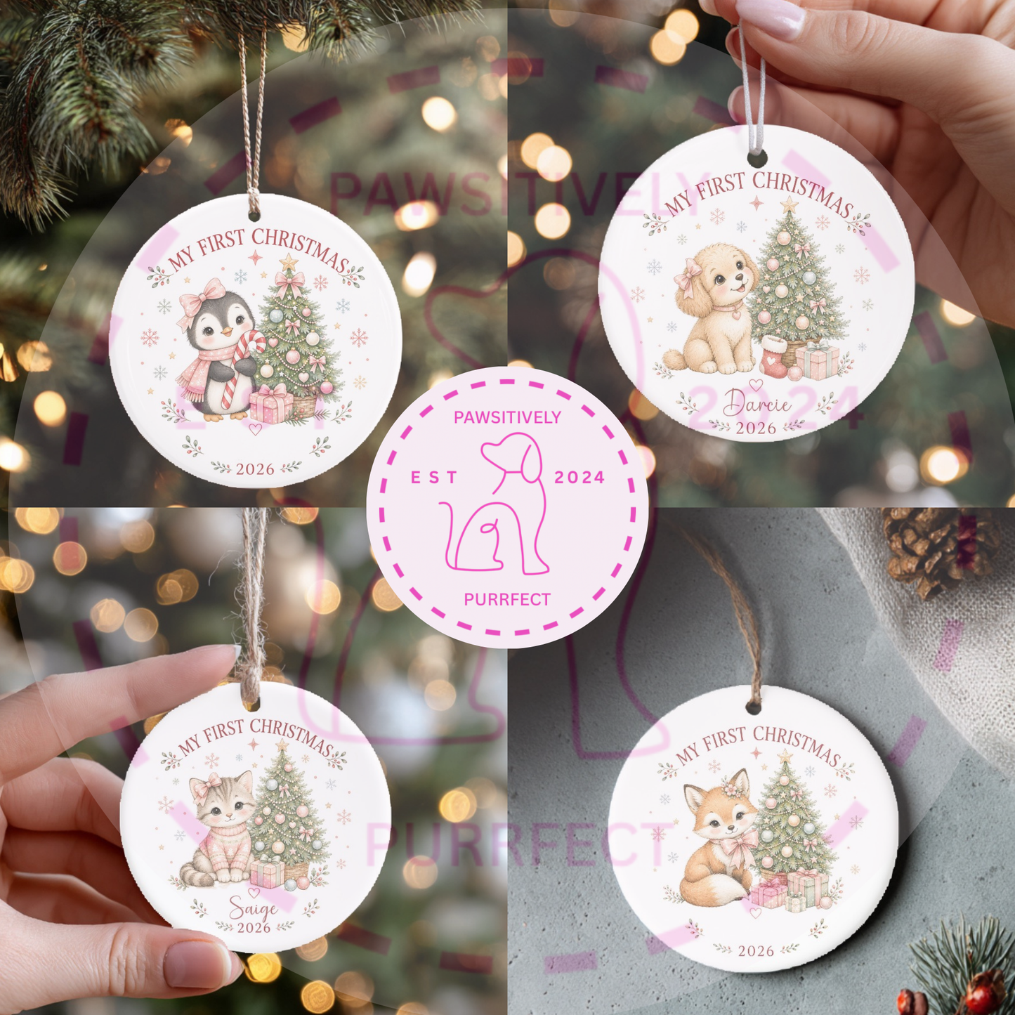 Custom first Christmas ornament for a baby's Christmas tree.