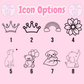 Icon options for personalised kids school and swim bag
