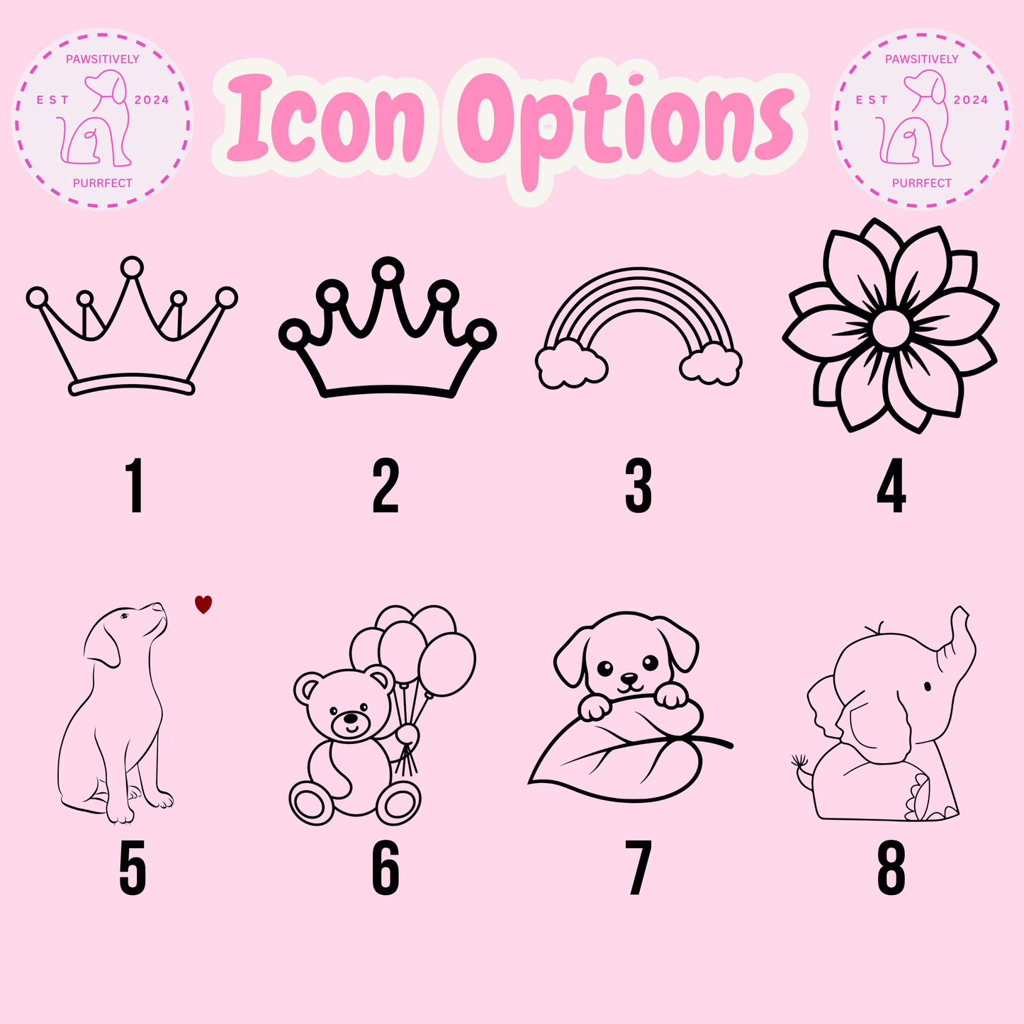 Icon options for personalised kids school and swim bag