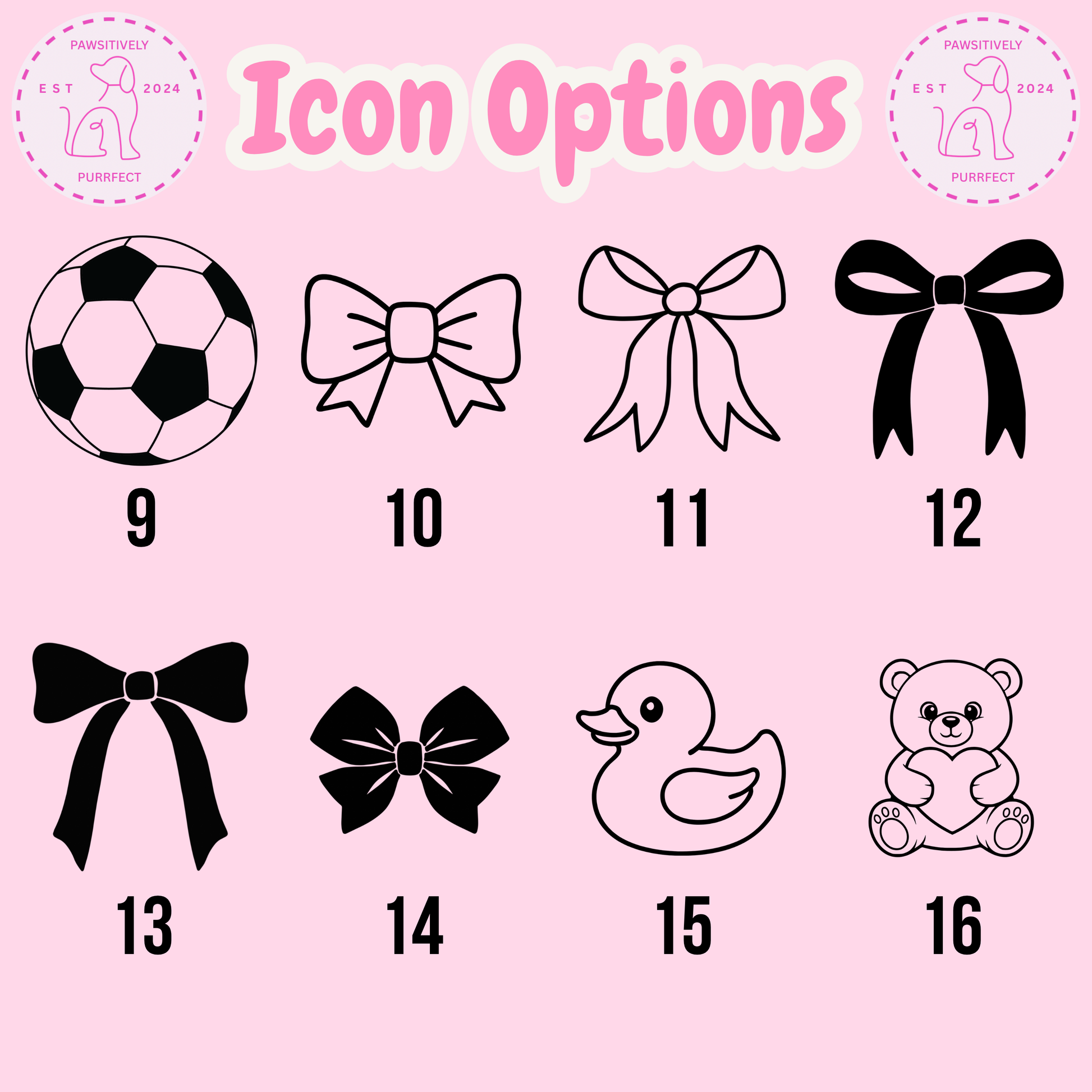 IIcon options for personalised kids school and swim bags