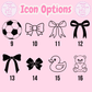 IIcon options for personalised kids school and swim bags
