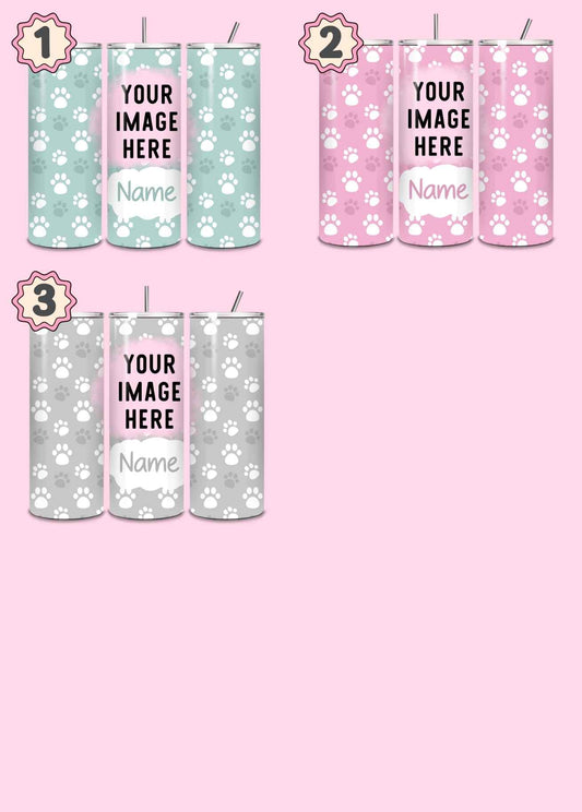 Personalised paw print tumbler with pet photo