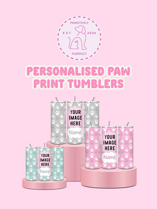 Personalised 20oz paw print photo thermal tumbler