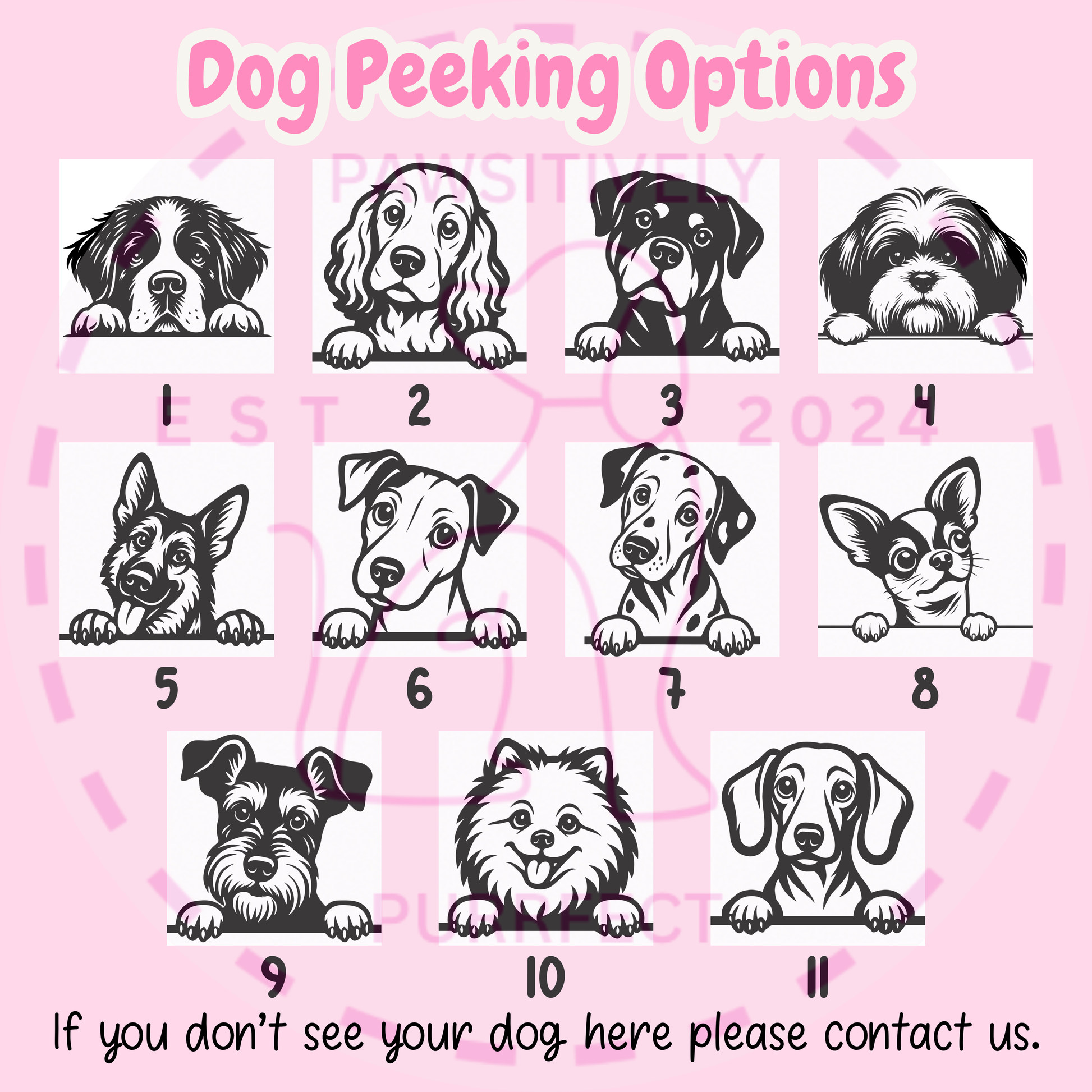Different peeking dog positions for personalised T-shirt designs 