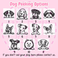 Different peeking dog positions for personalised T-shirt designs 