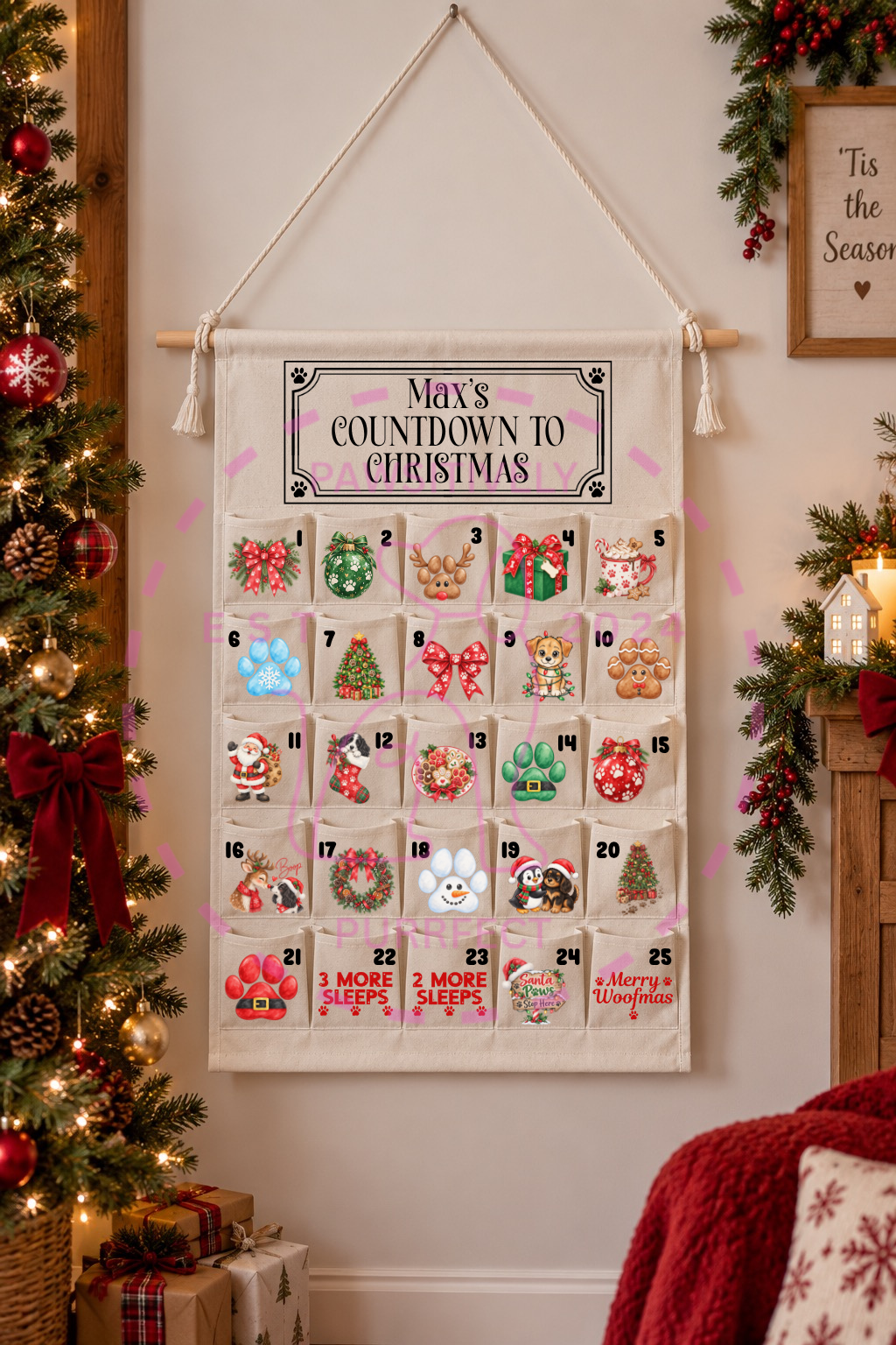 Personalised pet advent calendar for daily Christmas treats