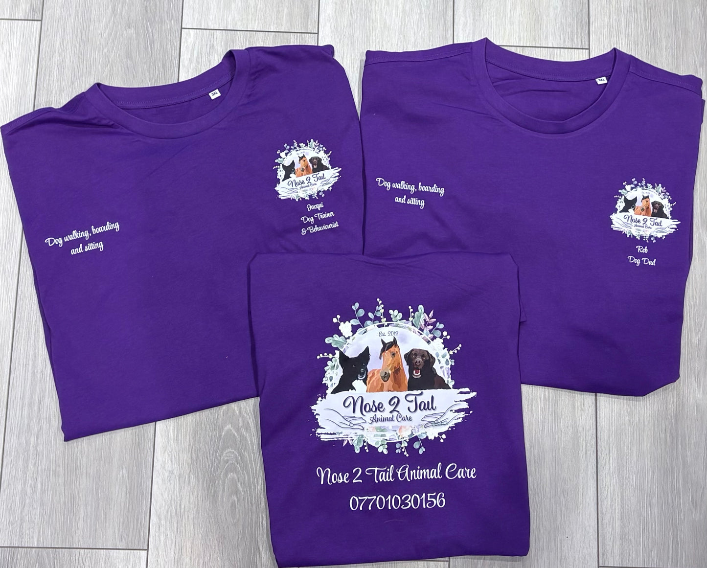 Our personalised pet business T-shirt with custom logo