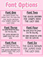 Font options for personalised pet document wallet