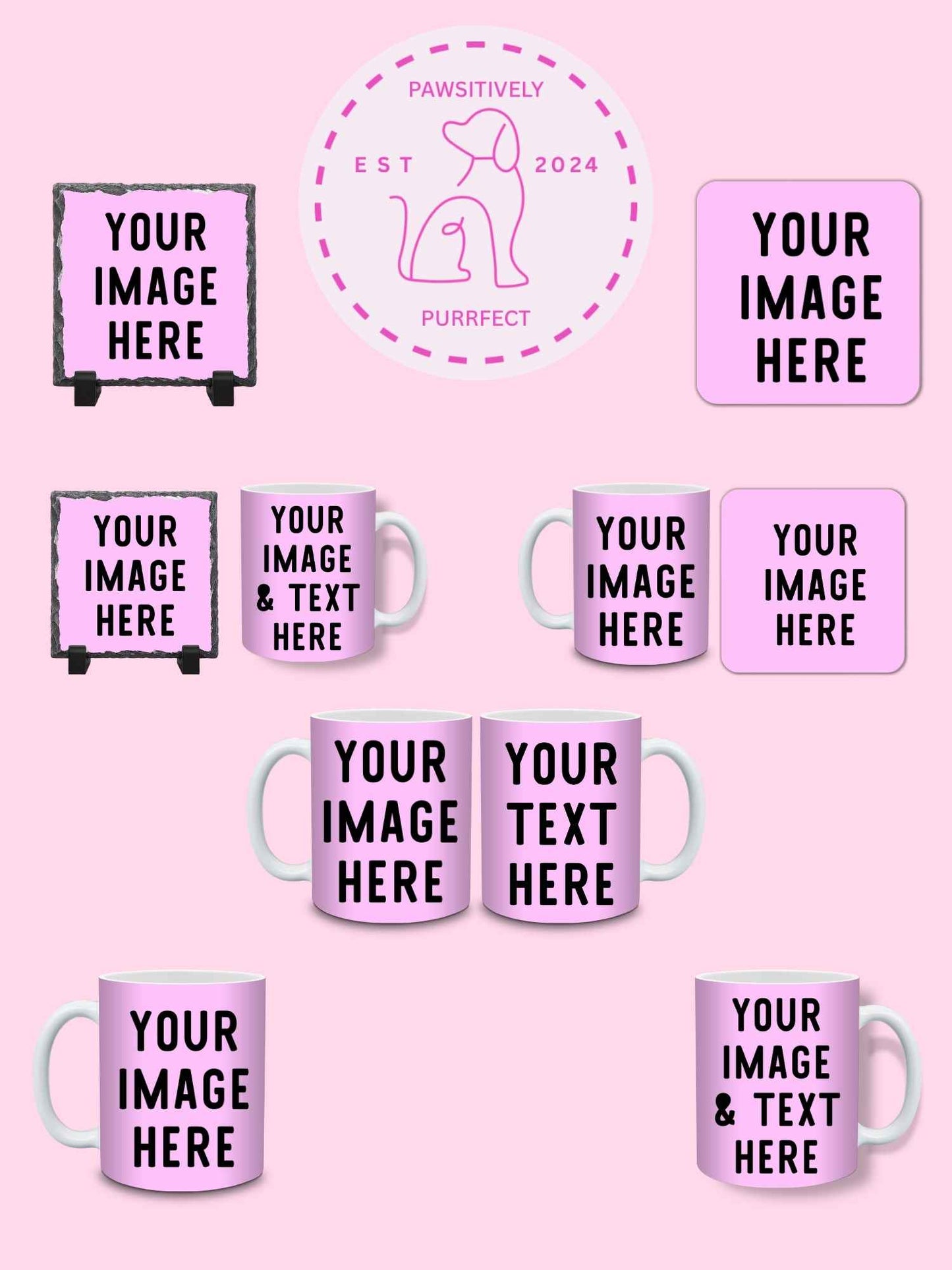 Personalised pet mug and matching coaster set