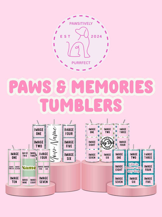 Personalised Paws & Memories 20oz stainless steel thermal tumbler with custom pet photos and name