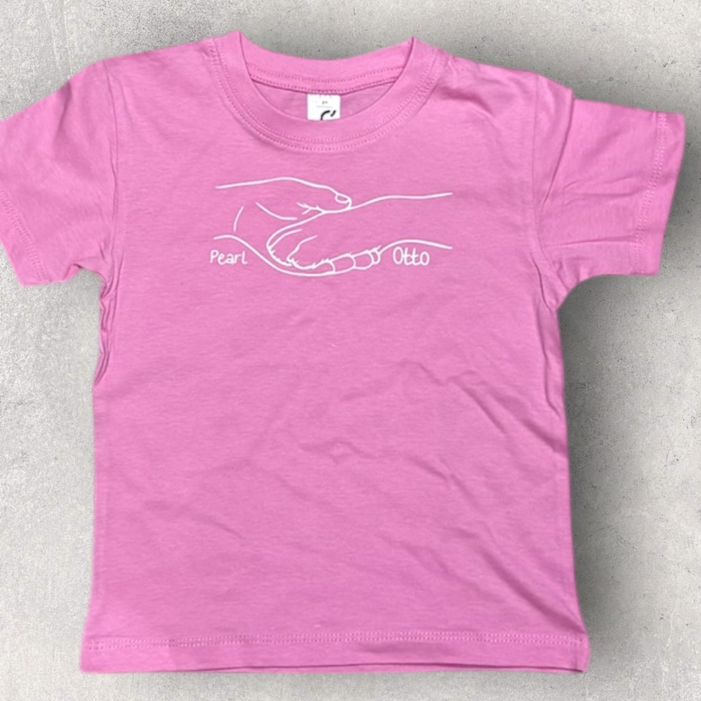 Personalised pet T-shirt for children with hand and paw design