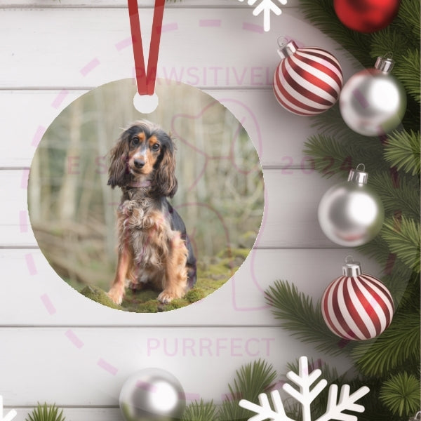 Personalised photo MDF Christmas bauble with pet photo