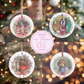 Personalised photo festive wreath Christmas bauble with a custom family or pet photo and festive holiday wreath design.