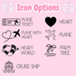 Icon options for personalised travel document wallet