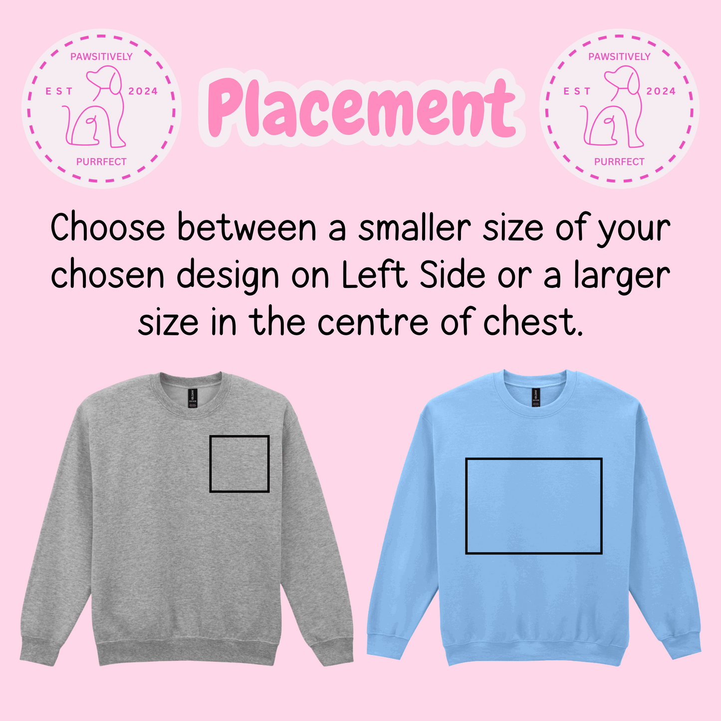 Pet sweatshirt design placement guide