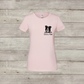 Pink women's T-shirt with personalised peeking dog design