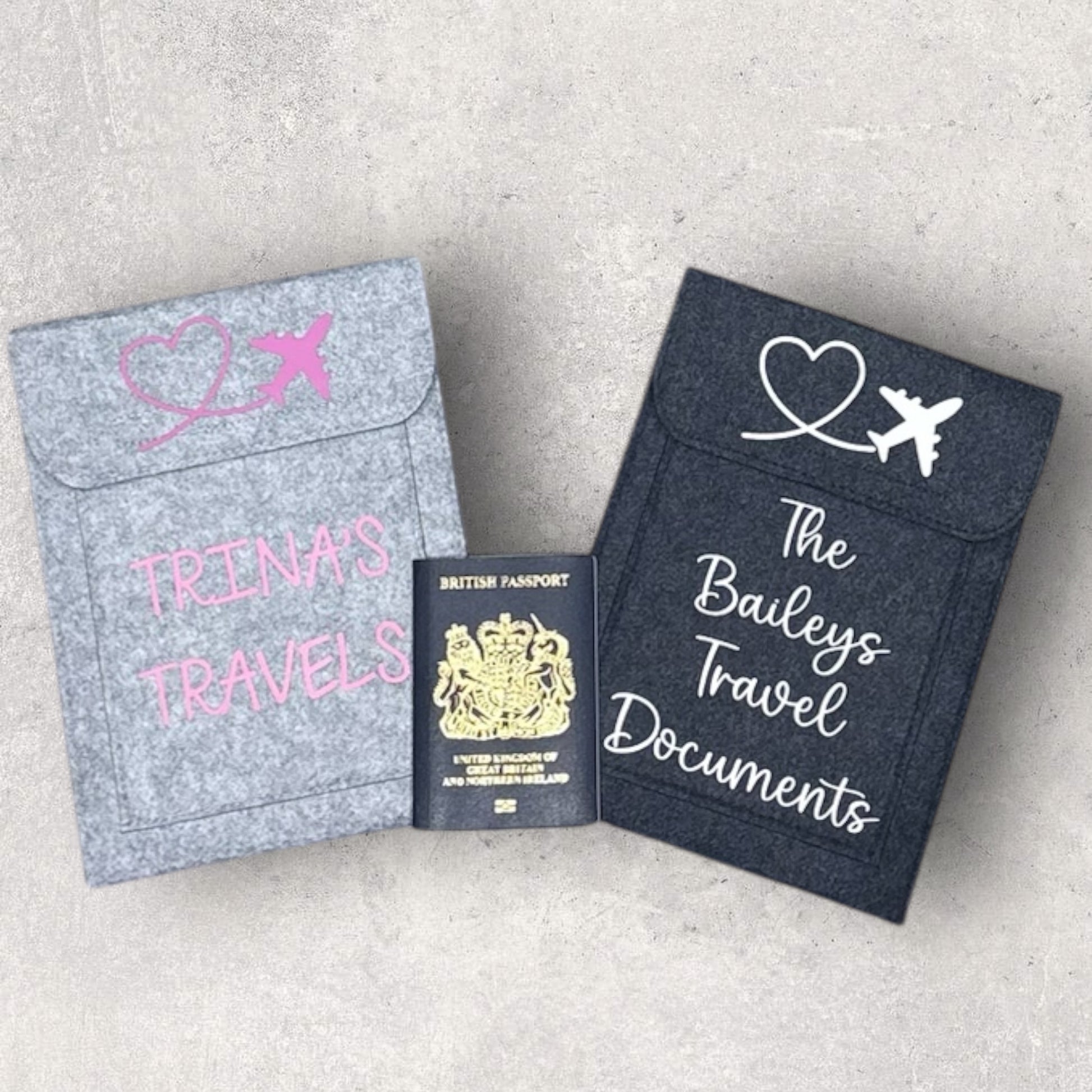 Personalised pet-themed travel document wallet for holidays