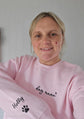 Woman wearing a personalised dog mama sweatshirt