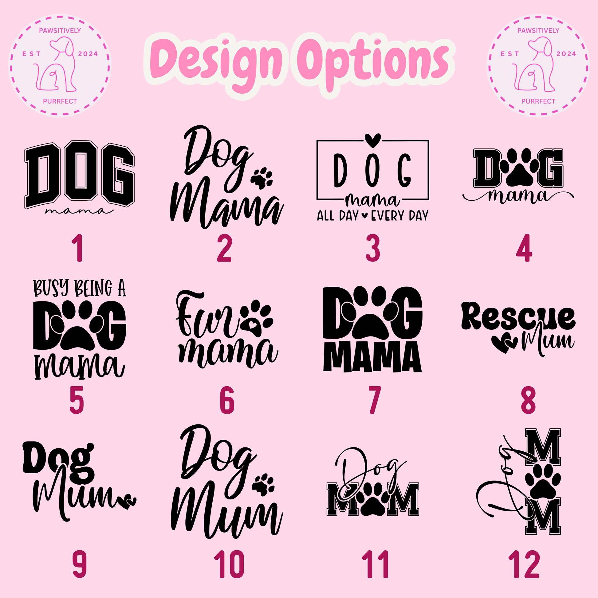 Selection of women's dog-themed T-shirt designs