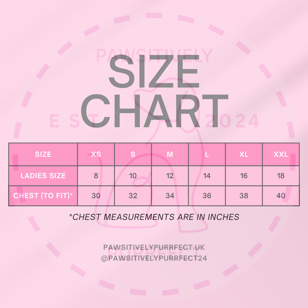 Women's pet T-shirt size guide